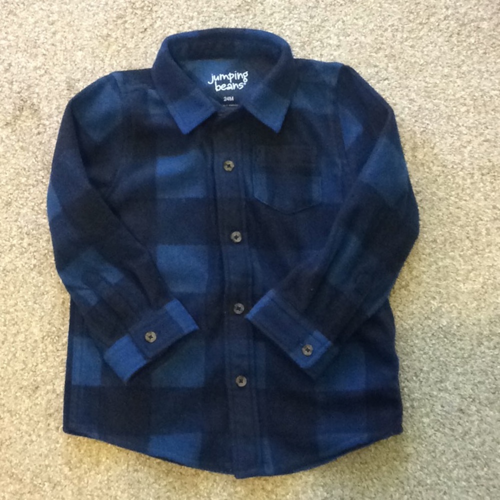Blue plaid fleece button up